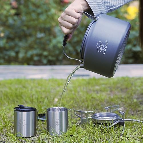 Bulin 2.2L Camping Kettle with 2&4 Stainless Steel Cups for Outdoor Camping Cookware Hiking Backpacking Kitchen Campfire and Picnic, Carrying Bag