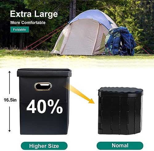 Upgrade XL Portable Toilet for Adults, Extra Large Portable Travel Floding Toilet, Camping Tall Toilets with Lid for Adults and Kids Compact Potty for Car,Hiking,Beach and Camping
