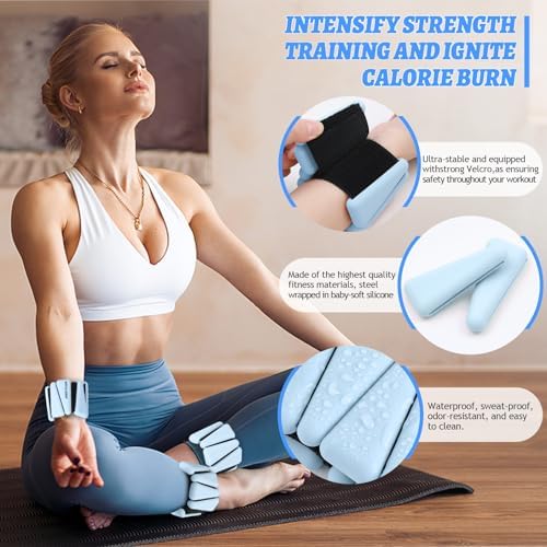 Wrist Ankle Weights Set of 2(1 lb/2 lbs Each) Adjustable Weights Training Intensity for Strength Training Walking Running Yoga Pilates Jogging for Women Men