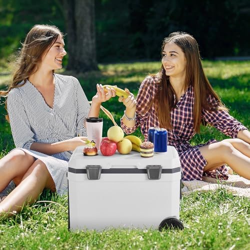 VEVOR Ultra-Light Hard Cooler, Ice Retention Cooler with Heavy Duty Handle, Ice Chest Lunch Box for Camping, Travel, Outdoor, Keeps Cool for up to 6 Days, 30% Lighter Than Rotomolded Coolers