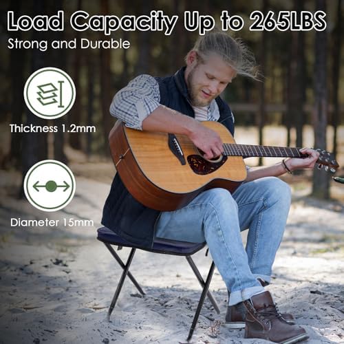 Portable Stool, 13 Inch Small Folding Stool for Adults, Ultralight Blue Camping Stools for Hiking and Fishing, Hold Up to 265 LBS