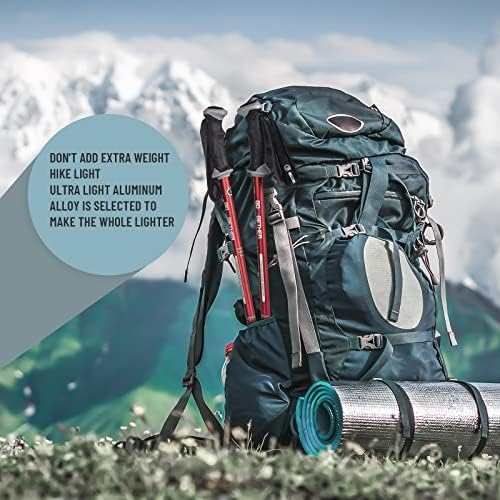 Aluminum Trekking Poles - Quick Adjustable Locks, Comfort Handle, Padded Strap, Snow Baskets - Walking Sticks Suitable for Hiking, Walking