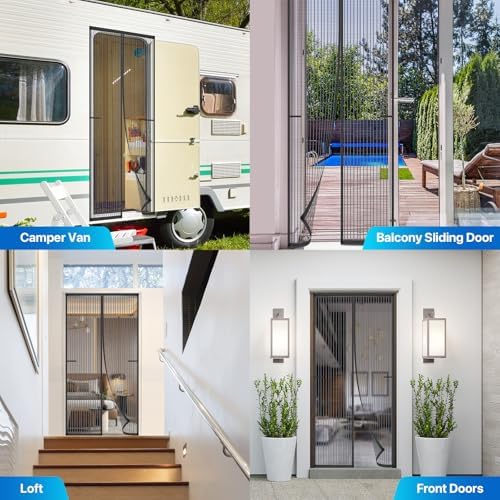 Heavy Duty Door Screen Magnetic Closure, LOVIGA Thickened Fiberglass Screen Door Mesh, Self Sealing, Tear Resistant, Easy Assemble, Fine Mesh Keep Bugs Out Fit Door Size 38 Inch X 82 Inch