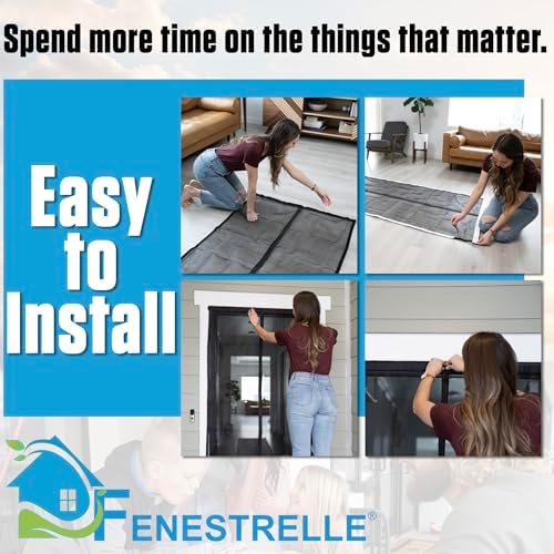 Fenestrelle Magnetic Screen Door for Standard, French & Sliding Door, Large Pet & Kids, Keep Bugs Out, Heavy Fiberglass Mesh, Self Closing Continuous Magnetic Seal (Fits Door Size 37"x80", White Trim)