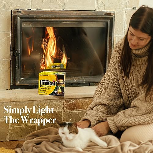 Fire Starter for Indoor and Outdoor Use - Quick Ignition Firelogs for BBQ, Fireplace, Fire Pit and Campfires (12 Pack)