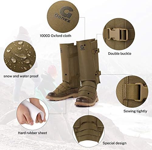 Gonex Snake Gaiters, Waterproof Snake Guards, Snake Bite Protection for Lower Legs, Snake Proof Gaiters Fit for Men & Women, Adjustable Size, Pack of 1