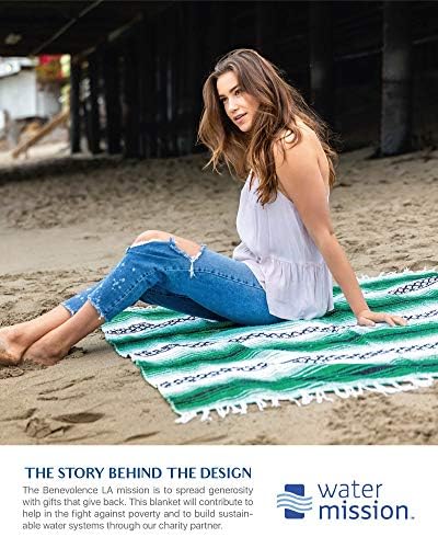 Benevolence LA Authentic Handwoven Mexican Blanket | Yoga Blankets, Outdoor, Picnic, Beach, Camping | Equestrian Saddle | Serape 50x70 inches - Forest, Pack of 1