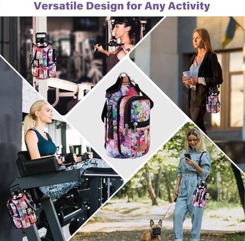 icolor Magnetic Gym Bag Water Bottle Carrier Holder with Phone Pockets & Shoulder Strap,5 Built-in Magnets Gym Bottle Pouch Sleeve,Magnetic Bag Gym Accessories Organizer for Men Women