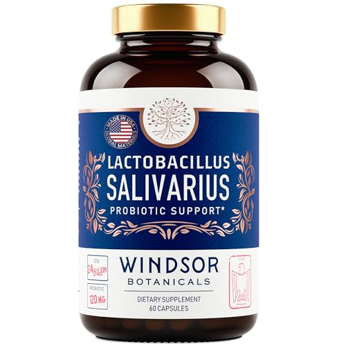 Lactobacillus Salivarius Probiotic Capsules - L Salivarius Probiotic Oral Dental Probiotics for Bad Breath, Teeth and Gums Health - Immune Support, Digestive Probiotic - 24bn CFU, 60 Caps