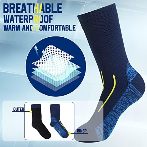 Janmercy 3 Pairs Unisex Waterproof Socks Breathable Knit Socks for Men Women for Hiking Wading Running Skiing, 3 Colors