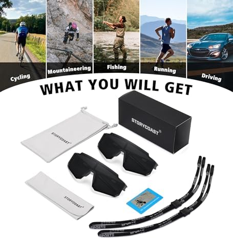 STORYCOAST Polarized Sports Sunglasses for Men Women,Driving Fishing Cycling Mountain Bike Sunglasses UV400 Protection