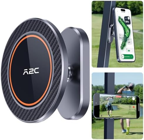 A2C Alloy Magnetic Golf Cart Phone Holder Compatible with MagSafe iPhone 16 Pro Max Plus 15 14 13 12 Mini Fits EZGO, Club Car, Yamaha, Icon, Golf Cart Accessories Essentials Gift for Friend Men Women