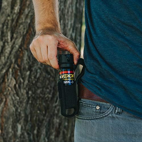 Vexor Pepper Spray Full Axis with Belt Clip for Self Defense — Maximum Police Strength, 20-Foot Range, Full Axis Capability, Flip Top Safety for Quick and Accurate Aim, Protection
