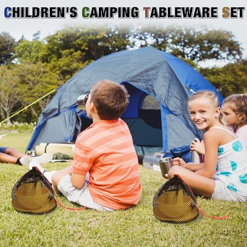 Scout Camping Mess Kit for 1 Person Boy Scout Dishes Set Girl Scout Mess Kit with Mesh Bag Reusable Light Weight Eating Utensils Plastic Camping Cutlery Set for Travel Camp