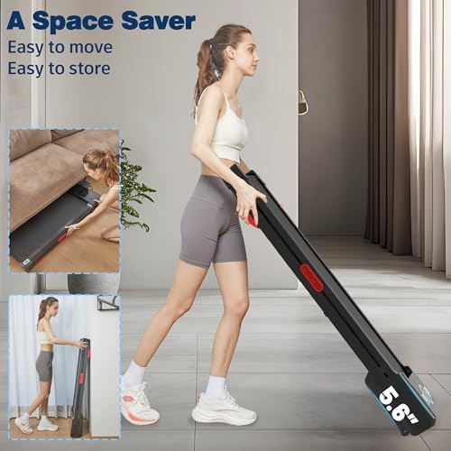 Walking Pad Treadmill with 12% 9-Level Auto Incline, 450 lbs Capacity and RGB LED Screen Under Desk Treadmill with Hiking Mode, Compact Treadmills for Home Small/Office