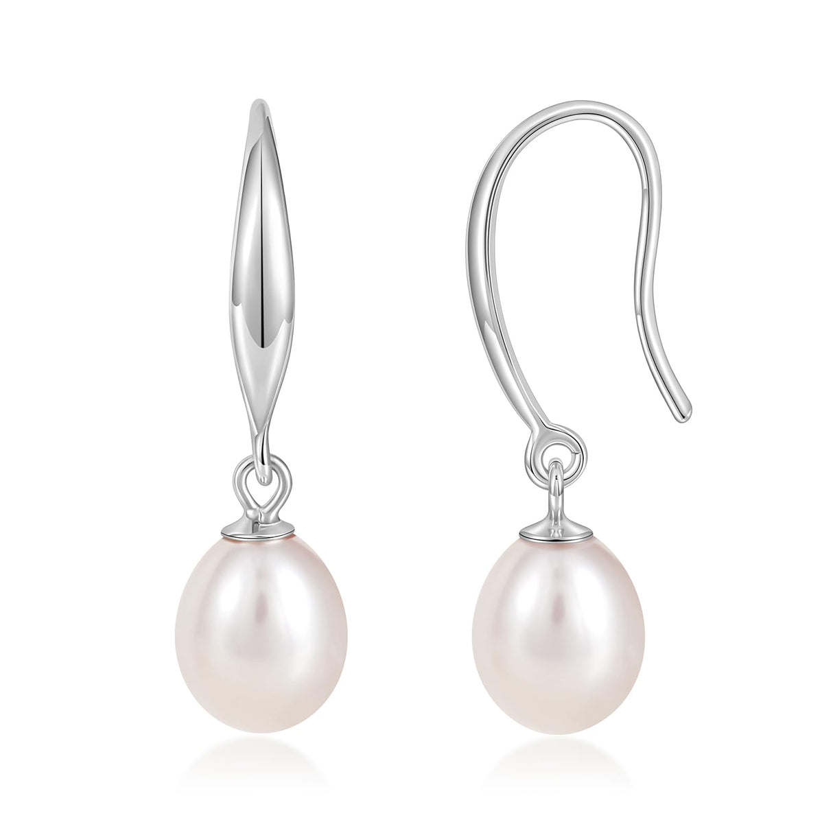 EAMTI Pearl Earrings for Women 925 Sterling Silver Post Drop Earrings