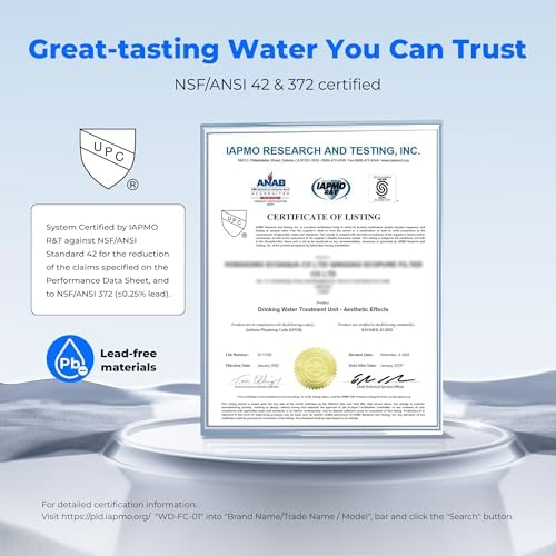 Waterdrop Water Filter for Sink Faucet, NSF Certified Water Purifier, 320 Gallon Tap Water Filter for Kitchen Sink, Reduces Chlorine, Lead-Free Material, Faucet Mount Water Filtration System, 1 Filter
