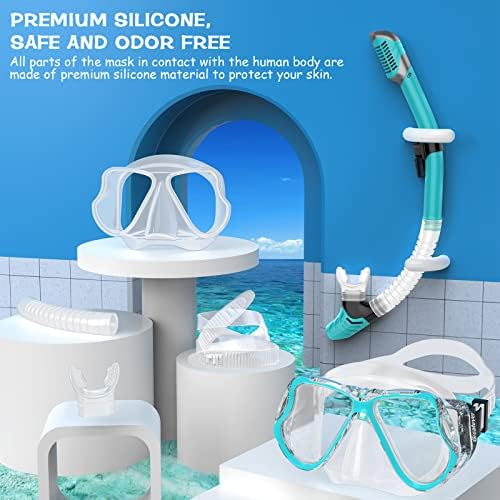Greatever Dry Snorkel Set,Panoramic Wide View,Anti-Fog Scuba Diving Mask,Professional Snorkeling Gear