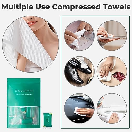 40 PCS Disposable Towel Compressed Towel Tablets, Disposable Face Compressed Towel, Compressed Hand Wipe Portable Washcloth, Portable Compressed Coin Tissue for Travel Home and Outdoor Hiking