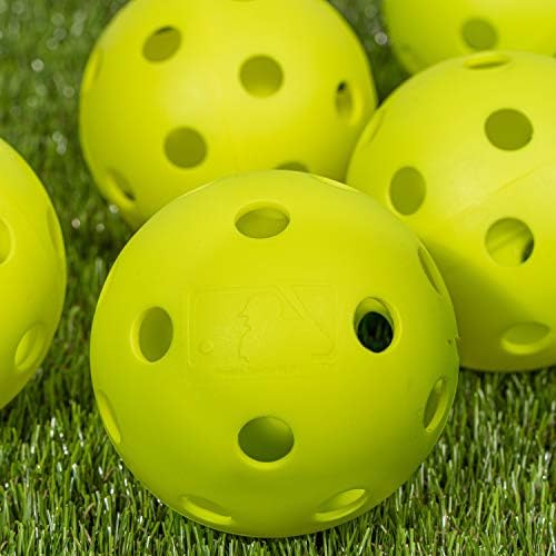 Franklin Sports Plastic Softballs - MLB - Includes 6 Balls for Batting Practice or Backyard Baseball Play - Replacement Balls – 90mm Official Baseball Size - Yellow