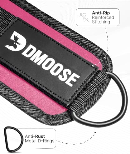 DMoose Fitness Ankle Straps for Cable Machines - One Size Fit with Premium Padding, Glute Kickback Ankle Strap for Women & Men, Cable Attachments for Gym, Booty Workouts, Leg Extension & Hip Abductors