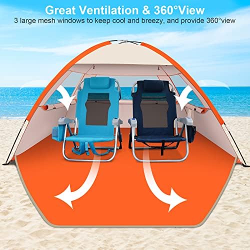 Gorich Beach Tent Sun Shelter for 3/4-5/6-7/8-10 Person with UPF 50+ UV Protection, Lightweight & Easy Setup Beach Shade Canopy, Portable Beach Shade Tent Beach Cabana