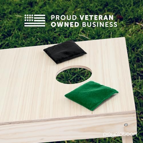 Play Platoon Cornhole Bags Weather Resistant- Set of 8 Regulation Bean Bags for Tossing- Official Professional Size & Weight Corn Hole Bags Two Color All Weather Cornhole Beans Bag Set with Tote Bag