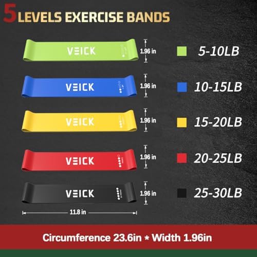 VEICK Resistance Bands, Exercise Bands, Workout Bands Set for Working Out with Handles for Men Women, Elastic Exercising Bands for Fitness Weights Work Out at Home Gym