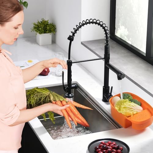 Fapully Black Kitchen Faucet,Commercial Pull Down Kitchen Sink Faucet with Sprayer