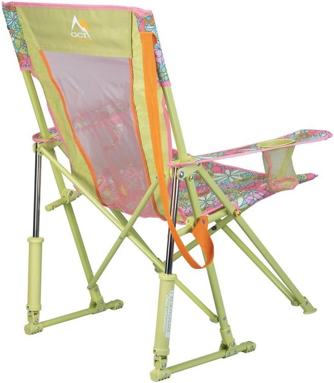 GCI Outdoor Comfort Pro Rocker Camping Chair | Portable Folding Rocking Chair with Durable Armrests & Drink Holder — Floral