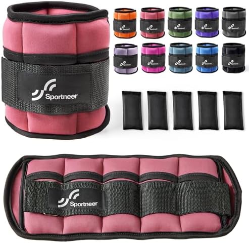Sportneer Adjustable Ankle Weights 1 Pair 2 4 6 8 10 Lbs Leg Weight Straps for Women Men, Weighted Ankle Weights Set for Gym,Fitness, Workout,Walking, Jogging,1-5 lbs Each Ankle, 1 Pair 2-10 lbs