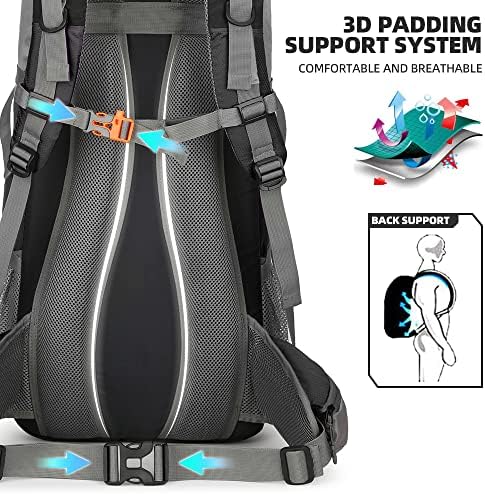 King'sGuard 70L Hiking Backpack with Rain Cover Lightweight Travel Backpack Waterproof Camping Backpack