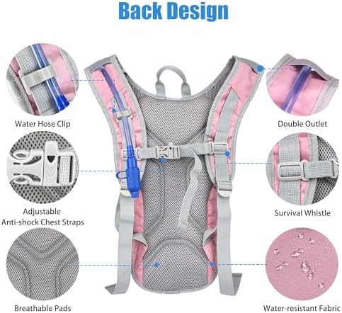 Zavothy Hydration Backpack with 2L Hydration Bladder Water Backpack for Hiking Hydration Pack for Running Cycling Hiking