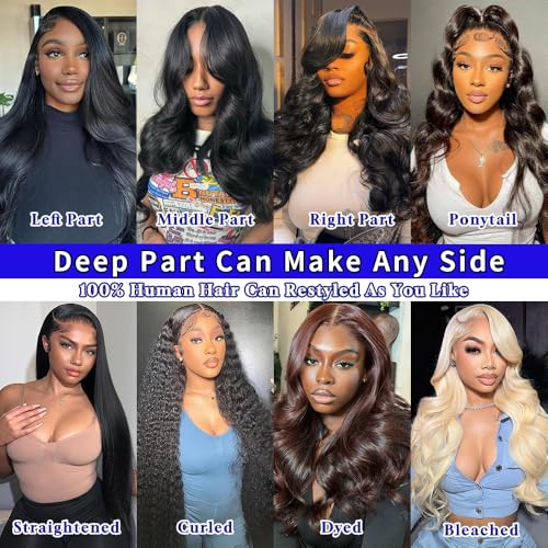 AIRDOT 30 Inch Body Wave Lace Front Wigs Human Hair 200% Density Frontal Wigs Human Hair Wigs for Women 13x4 HD Lace Front Wigs Human Hair Pre Plucked with Baby Hair