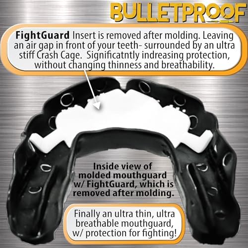 Bulletproof: World’s Thinnest Most Breathable Mouthguard is 3X Stronger! MMA Football Basketball Hockey Lacrosse Rugby BJJ Boxing Sports Mouth Guard Grinding Teeth. Men Women Adult Youth Kids Braces