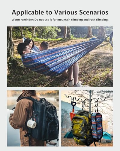 Heavy Duty Carabiner Clip Hook 8KN (1763 lbs), 2 PCS Ultra-Light Aluminum Caribeaners with Double Door D Ring Shape, for Hammock, Camping, Hiking, Backpacking, Dog Leash, Keychain Clip