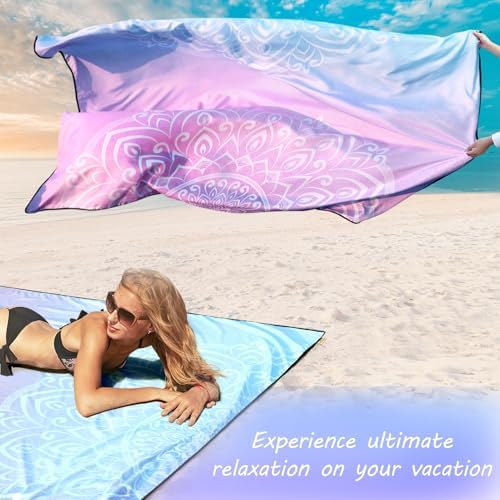 Beach Blanket Waterproof Sandproof Extra Large Beach Mat 79" X 83"/120"x108"for 1-8 Adults Quick Drying Durable Outdoor Picnic Mat for Beach Travel Camping Hiking