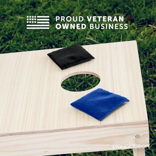Play Platoon Cornhole Bags Weather Resistant- Set of 8 Regulation Bean Bags for Tossing- Official Professional Size & Weight Corn Hole Bags Two Color All Weather Cornhole Beans Bag Set with Tote Bag