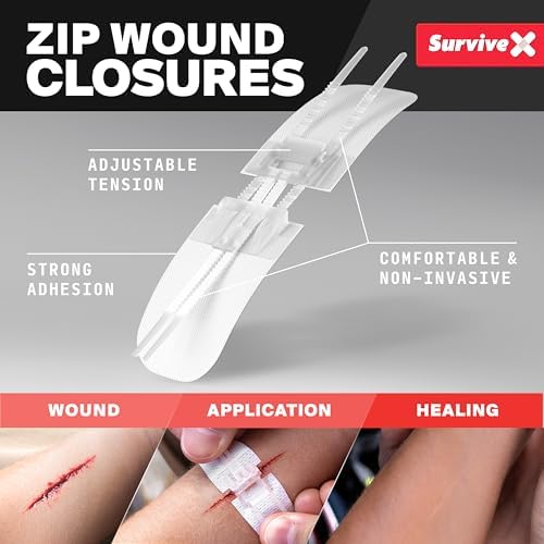 Small First Aid Kit for Car, Travel & Home - Emergency Kit for Hiking, Camping, Backpacking and Outdoors - Includes Zip Stitch Wound Closure Strips - FSA HSA Approved
