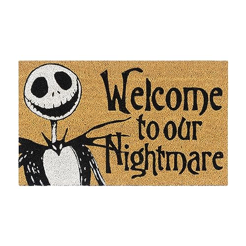 Gertmenian Nightmare Before Christmas Coir Doormat - 2x3 Welcome Mat (2-Pack), Ideal for High Traffic Areas in Front Door, Garage, Entryway - Welcome Nightmare/Jack & Sally, 80005