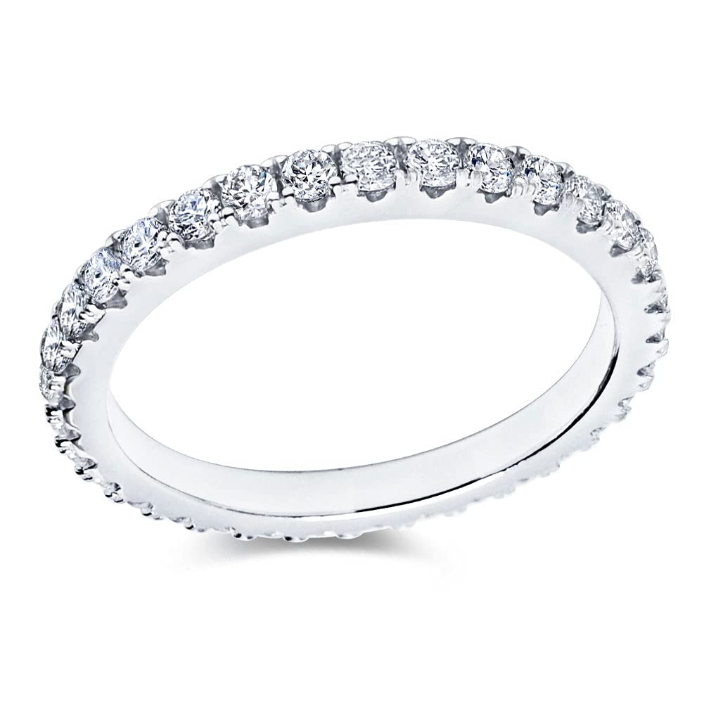 Bo.Dream 2.2mm Round Cubic Zirconia CZ Wedding Full Eternity Band Rings Sterling Silver Size 6