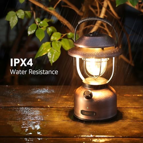 Lepro Retro Classic LED Camping Lantern, High Lumens, Daylight White 2500K and 5000K, Dimmable, USB Rechargeable, Waterproof for Camping, Vintage Decoration and Emergency (USB Charging Cable Included)