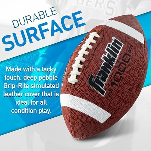 Franklin Sports Youth + Adult Footballs - Extra Grip 1000 Official Size, Junior + Pee Wee Kids - 1 + 12 Packs