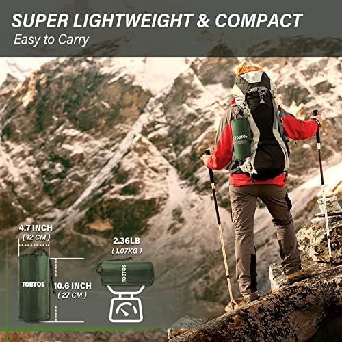 TOBTOS Inflatable Camping Sleeping Pad with Pillow, Thick 6 Inch Ultralight Sleeping Pad with Built-in Pump, Lightweight Sleeping Mat for Camping, Backpacking, Hiking, Tent (Green)