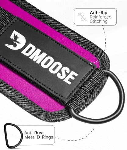 DMoose Fitness Ankle Straps for Cable Machines - One Size Fit with Premium Padding, Glute Kickback Ankle Strap for Women & Men, Cable Attachments for Gym, Booty Workouts, Leg Extension & Hip Abductors