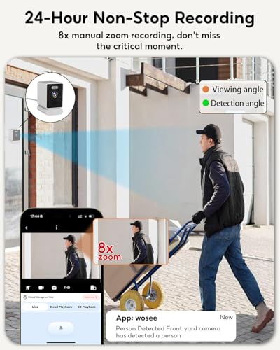 5MP 2K Window Camera,2.4GHz & WiFi Indoor Cameras for Home Security with Mounting Sticker Al Color Night Vision,Person & Motion Detection, (White)