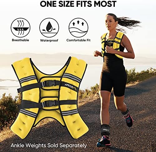 APEXUP Weighted Vest with 5lbs/10lbs/15lbs/20lbs/25lbs/30lbs Weights and Reflective Stripe, Weight Vest Men Women for Workout, Strength Training, Running
