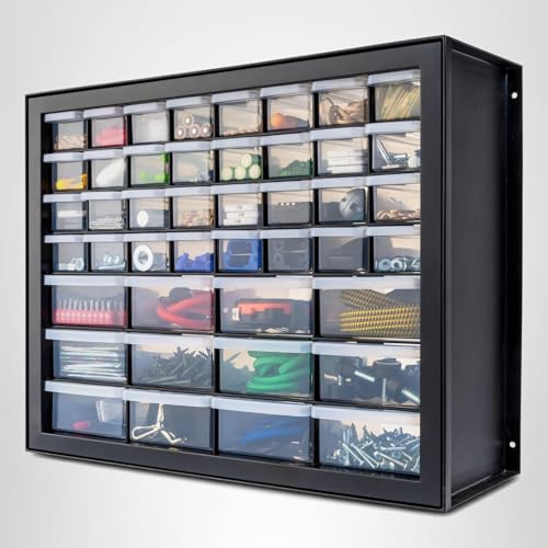 IRIS USA Small Parts Storage, Made in USA, Cabinet, 44-Drawer Organizer for Screws, Nuts, Bolts, Electronics, Hardware, Beads, Crafts, Building Bricks, Stackable Garage Storage – Black