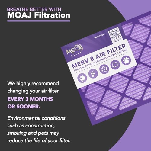 14x18x1 Air Filter (4-PACK) | MERV 8 | MOAJ Elite Dust Defense | BASED IN USA | Quality Pleated Replacement Air Filters for AC & Furnace Applications | Actual Dimensions: 13.70β x 17.70β x 0.75β