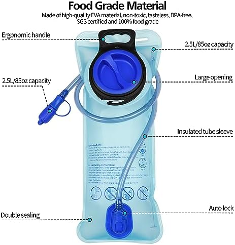 1.5L/2L/2.5L/3L Hydration Bladder, Large Opening Water Storage Bladder Bag, for Cycling Hiking Camping